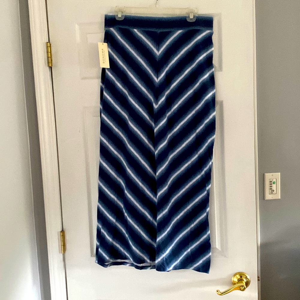 Blue and white maxi skirt